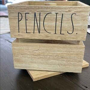 Rustic wooden pen and pencil holder
